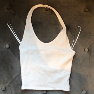 Topshop White Cropped Haulter Top Size 2